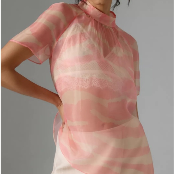 Brand New DANIEL RAINN MOCK-NECK SHORT-SLEEVE BLOUSE - Picture 7 of 16